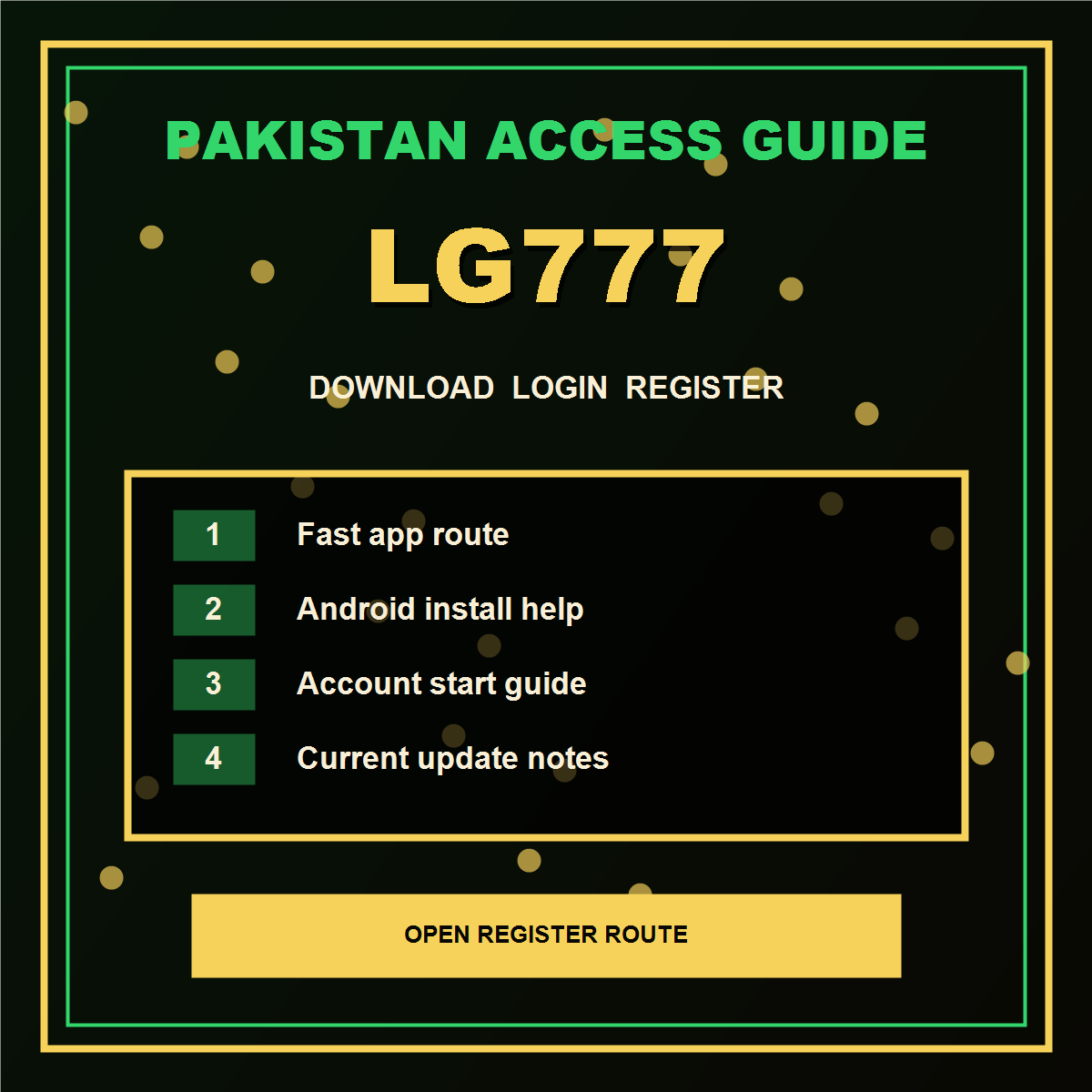 LG777 Pakistan app access poster